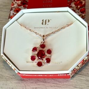 Bomb Party July 2025 Birthday Collection Necklace Lab Created Ruby Gold Plated